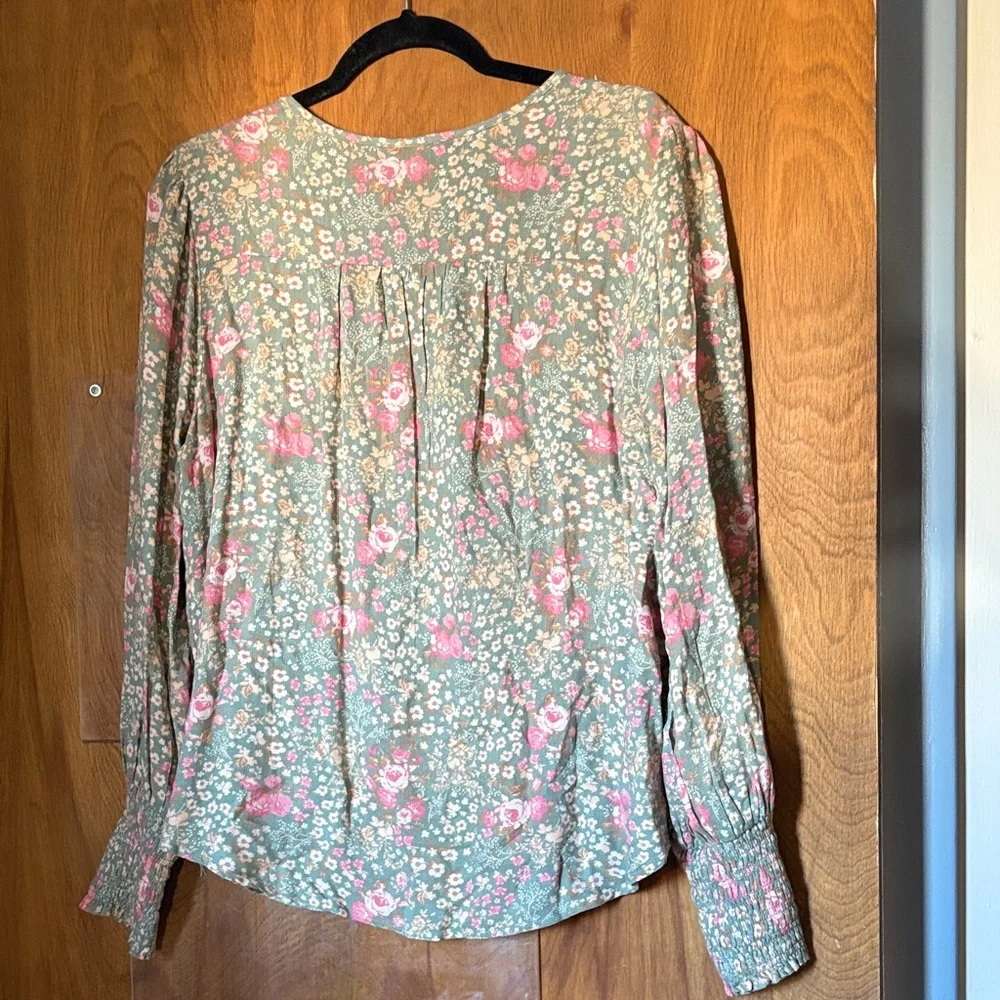 Lucky Brand Soft Floral Women's Top - Pink and Green - Picture 6 of 6